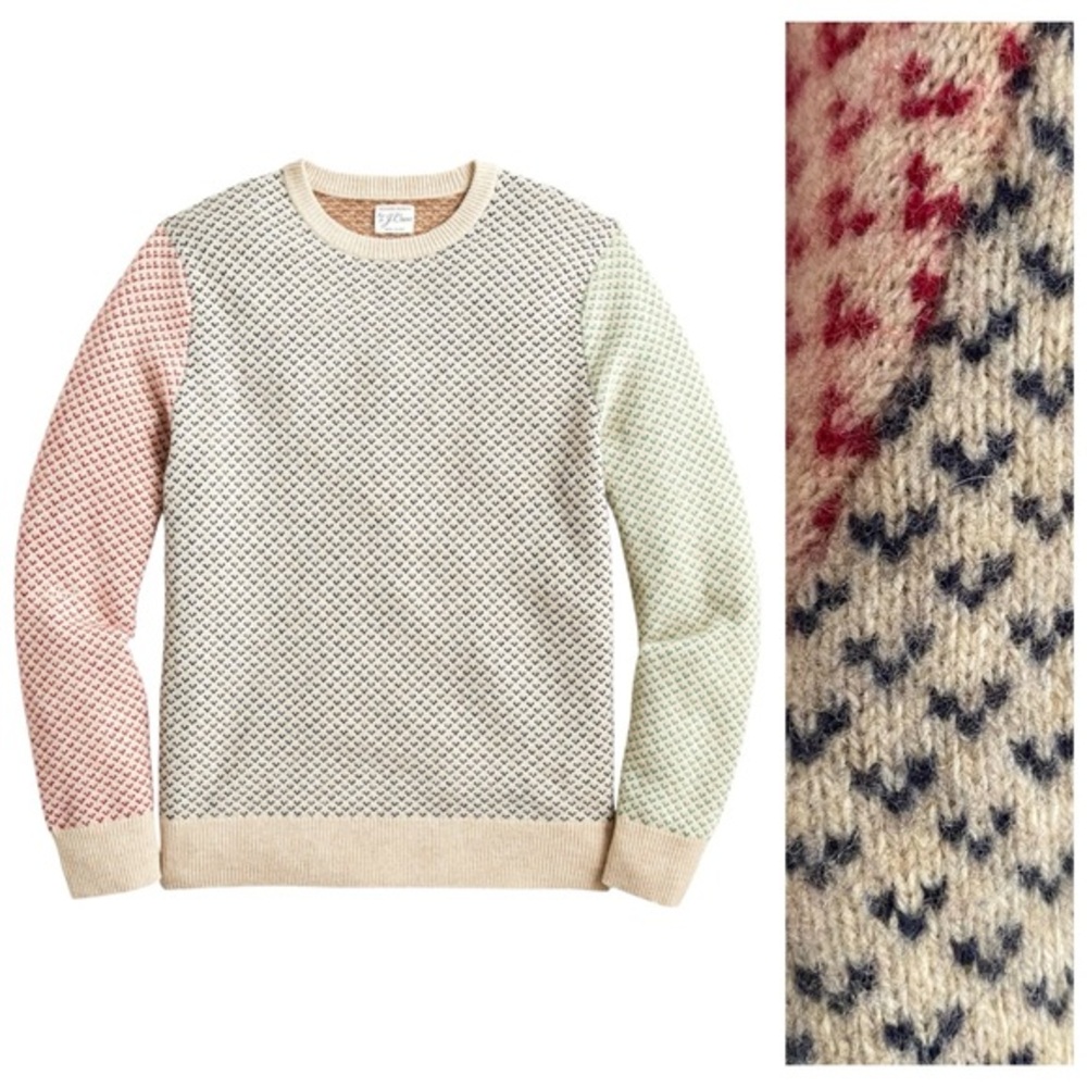 J. Crew Rugged Merino Wool-blend Bird's-eye Knit Wool Blend Sweater Small